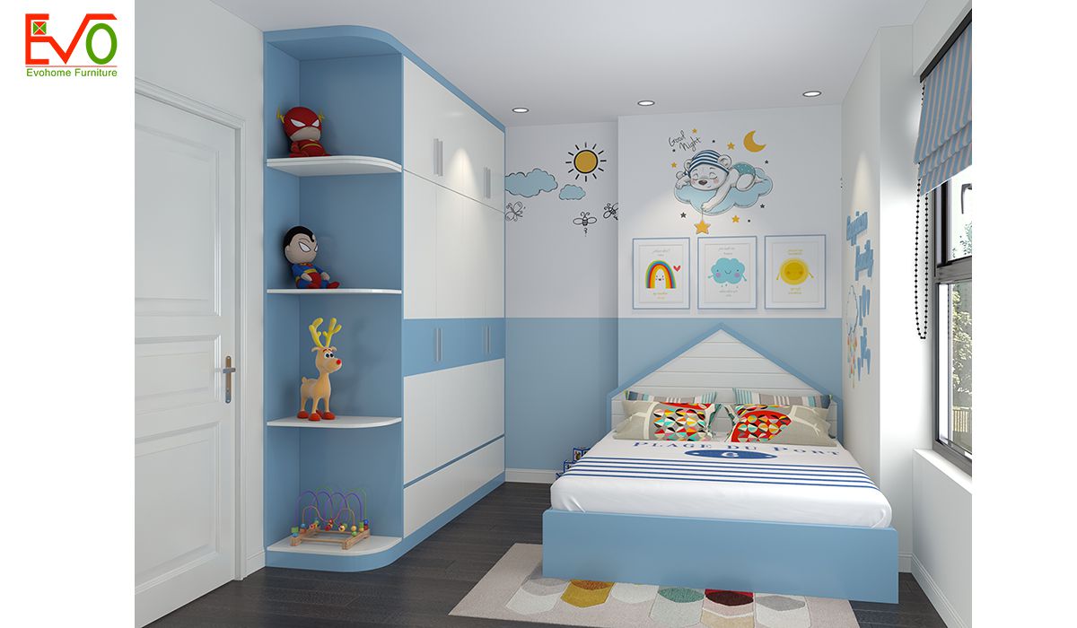 Thiết kế nội thất phòng ngủ con trai gỗ công nghiệp 1