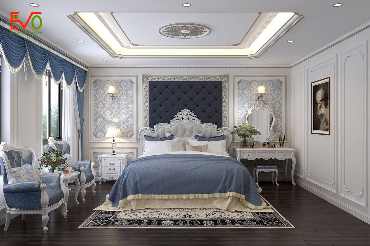 thiết kế nội thất phòng ngủ nhà phố 156 lacasta Văn Phú phong cách cổ điển 01